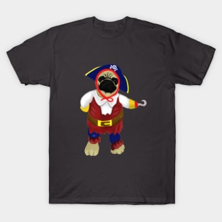 Funny Pug Dog With Pirate Costume T-Shirt